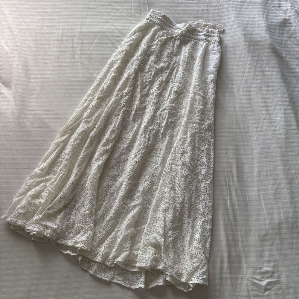 Zara White Eyelet Embroidered Maxi Skirt